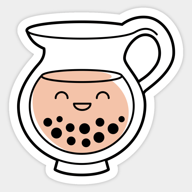 Cute Bubble Tea Pitcher - Tea Time Sticker by BobaTeaMe